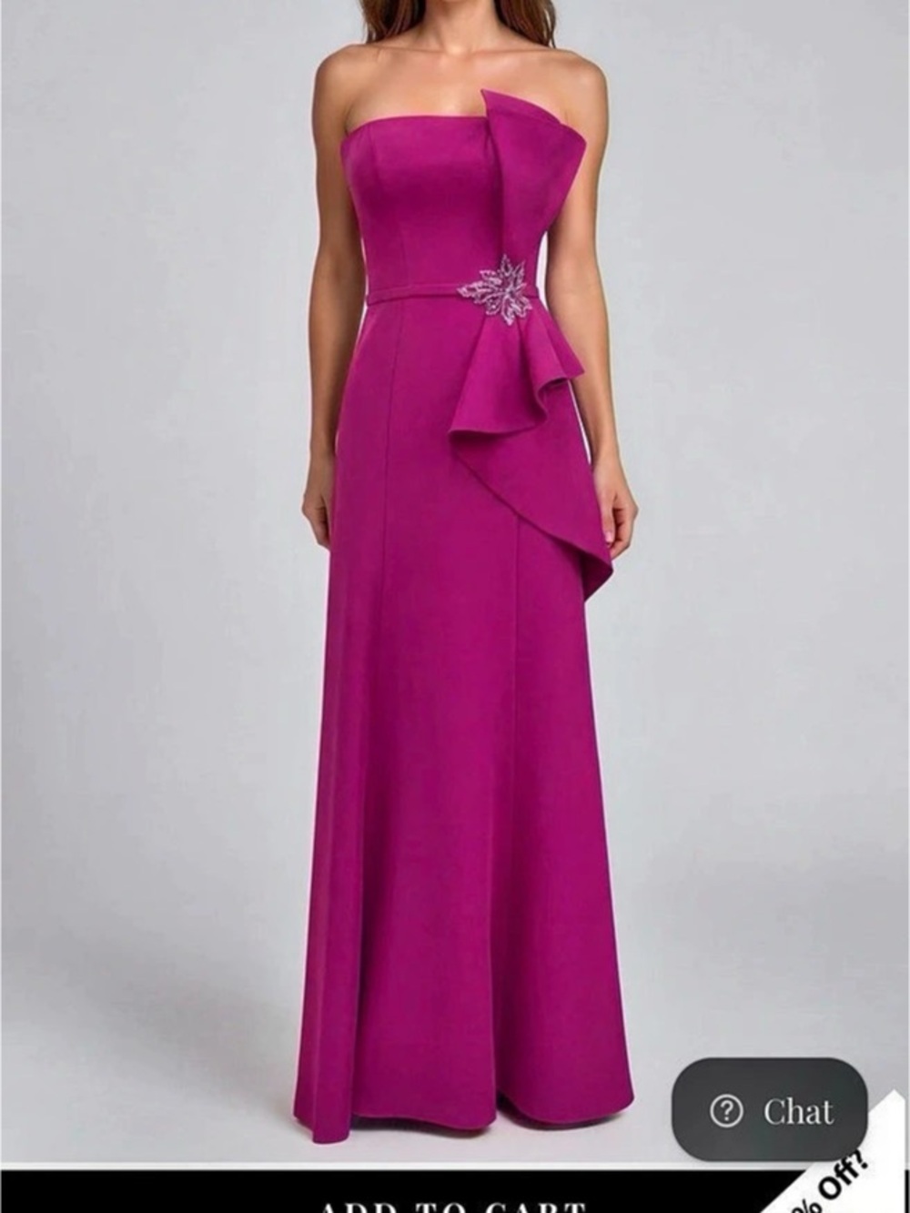 Rene Ruiz Collection Strapless Ruffle Bow Column Crepe Gown Pink Size 6